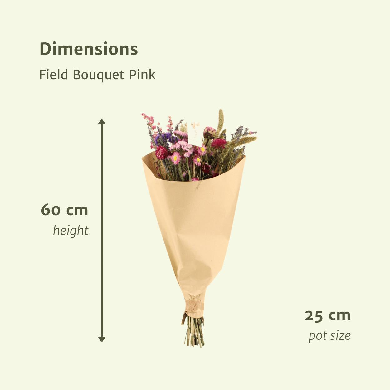 12 stuks Field Bouquet Pink - Droogboeket - 35cm