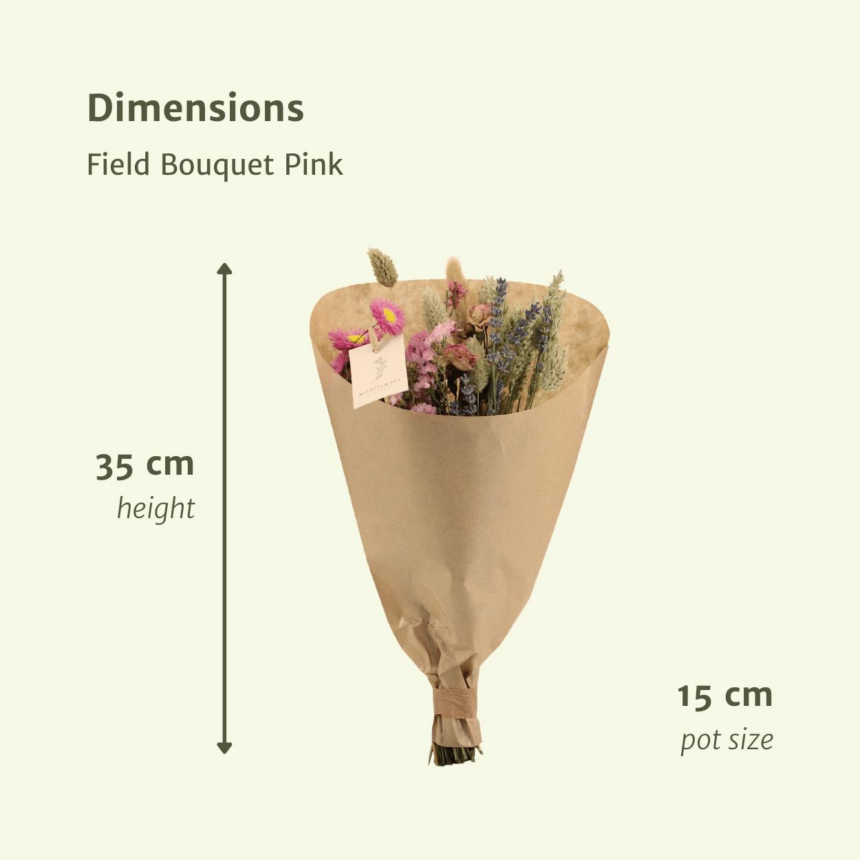 Droogbloemen Field Bouquet Pink - Ø15 - ↨35cm